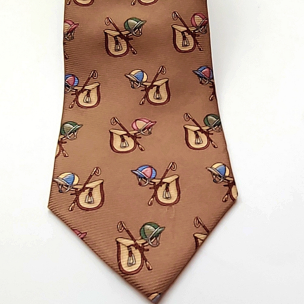 Tango Derby Horse Theme Necktie Brown silk